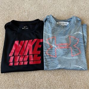 2 size youth large nike and under armour t-shirts great condition